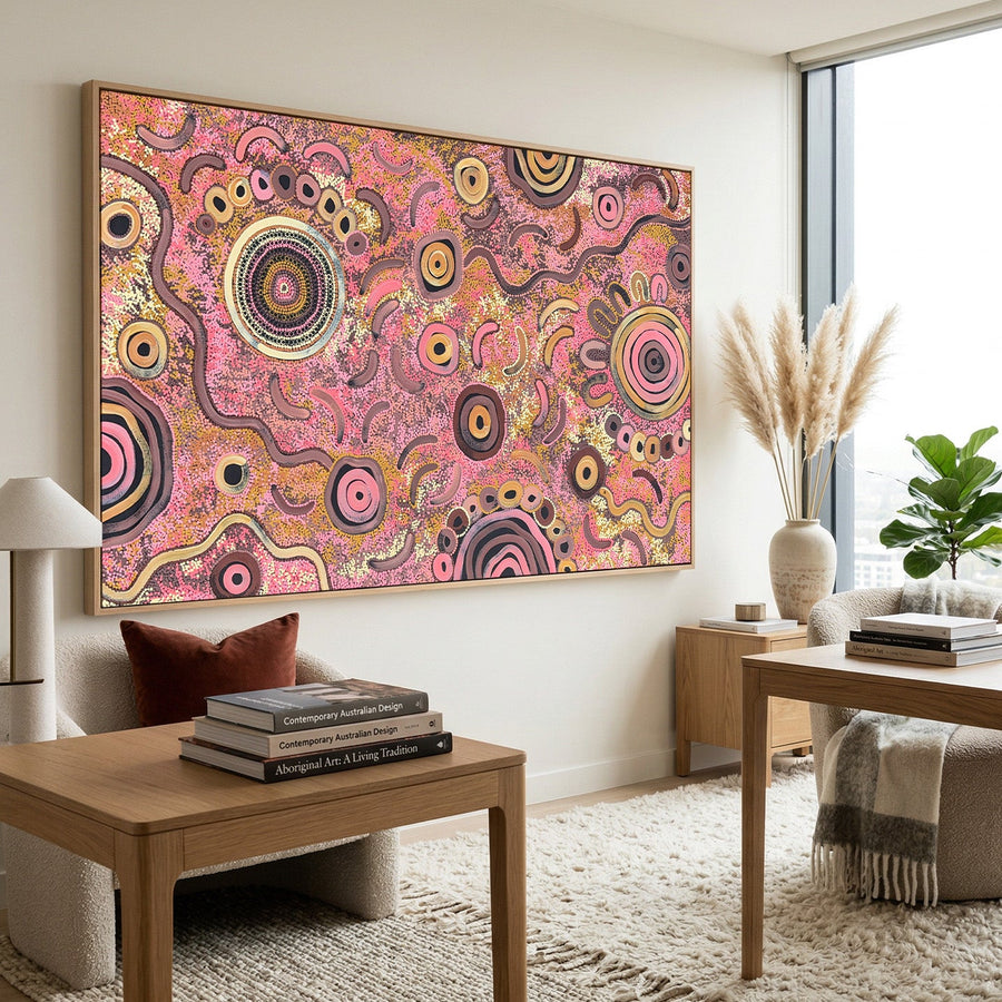 Original Aboriginal painting demonstrating cultural storytelling and Indigenous Australian artistic tradition