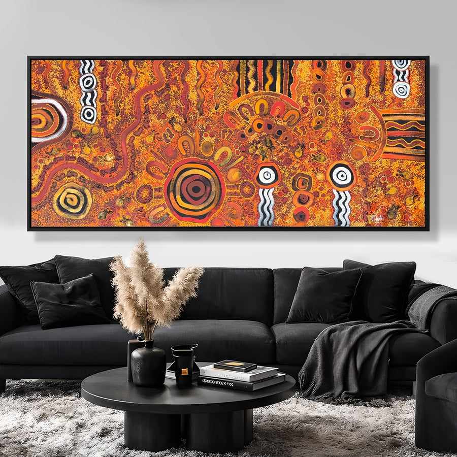 Original Aboriginal painting and limited edition Aboriginal art print displayed for collectors