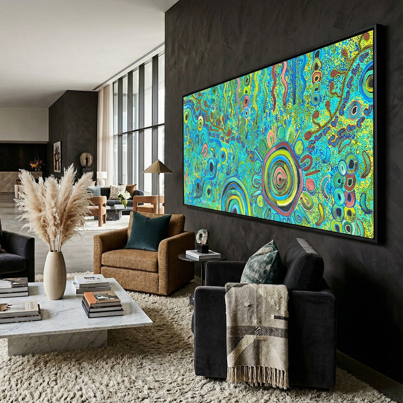 Aboriginal art painting representing Indigenous Australian storytelling and connection to Country