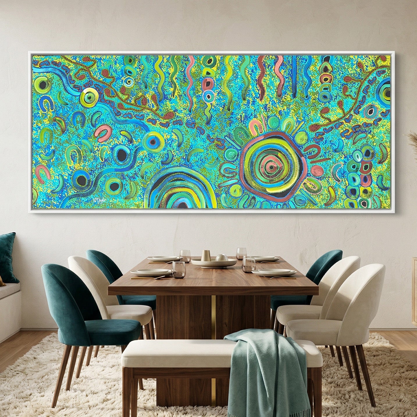Contemporary Aboriginal art painting created by Australian Indigenous artist inspired by Country
