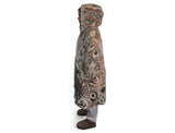 Neutral-toned oversized wearable blanket hoodie with Aboriginal-inspired pattern and front kangaroo pocket