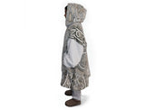 Oversized brown wearable hooded blanket featuring Indigenous aboriginal  inspired dot art pattern and fleece interior