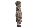 Neutral-toned oversized wearable blanket hoodie with Aboriginal-inspired pattern and front kangaroo pocket