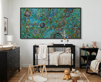 Contemporary Aboriginal artwork inspired by life on Country and family storytelling