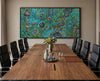 Premium Aboriginal art print styled in modern office and hospitality interiors