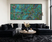 Indigenous Australian canvas artwork inspired by bush life and connection to Country