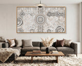Camping Under the Moonlight Aboriginal wall art creating a feature in a contemporary lounge room.