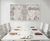 Camping Under the Moonlight Aboriginal art canvas print displayed in a modern boardroom meeting space.