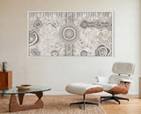 Camping Under the Moonlight premium Aboriginal canvas print displayed in a contemporary Australian living room.