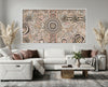 Camping Under the Moonlight Aboriginal art canvas print by Kelly Taylor displayed in a contemporary living room.
