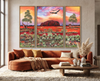 KTAFA Uluru three-panel Aboriginal canvas print in neutral modern lounge room with oak styling