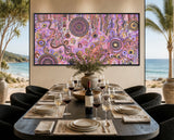 Family Day Out original painting styled in a coastal dining room with ocean views.