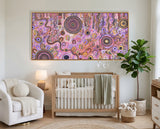 Family Day Out Aboriginal wall art styled in a modern nursery with natural tones.