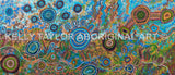 Large Seven Sisters Aboriginal artwork by Kelly Ktaboriginalfine Art featuring symbolic circular motifs and flowing lines