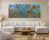 Seven Sisters original Aboriginal painting by Kelly Ktaboriginalfine Art featuring vibrant dot art and flowing ceremonial patterns