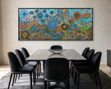 Original Seven Sisters Indigenous artwork by Kelly Ktaboriginalfine Art with detailed dot painting in earthy tones