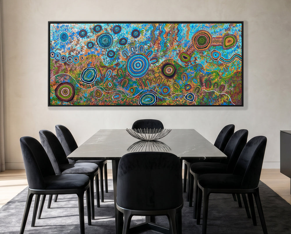Original Seven Sisters Indigenous artwork by Kelly Ktaboriginalfine Art with detailed dot painting in earthy tones