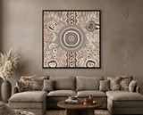 Modern Aboriginal artwork inspired by camping on Country and storytelling traditions