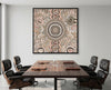Contemporary Aboriginal wall art by Kelly Taylor displayed in luxury dining room
