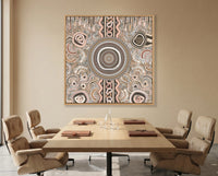 Luxury Aboriginal art print in white float frame for contemporary interiors