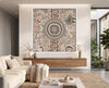 Camping Under the Moonlight Aboriginal art print styled in a modern office interior