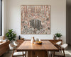 Modern Aboriginal artwork in white float frame for luxury living room