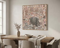 Contemporary Aboriginal art print styled in corporate boardroom interior