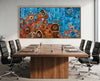 Desert Meets the Sea Aboriginal canvas print by Kelly Taylor featured in a modern office meeting room